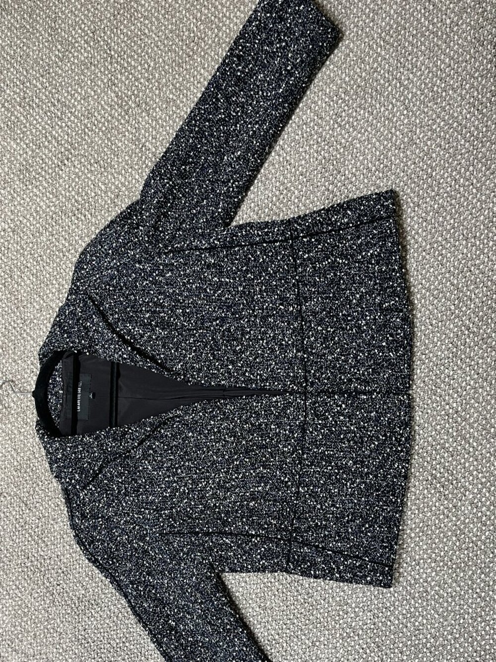 Lafayette 148 New York 3/4 Sleeve Jacket in Black, Blue Boucle, Size 6 - Picture 9 of 14
